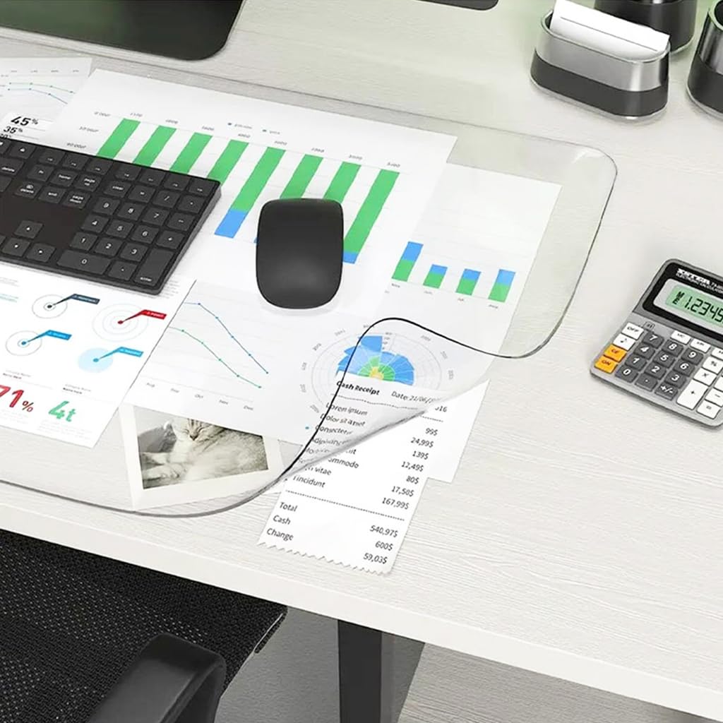 ZORBES Soft PVC Transparent Table Mat Thermal Insulation Waterproof Desk Protector Mat Table Cover Counttop Oil Mat Modern Round Corner 60cmx40cm Table Cover ZORBES Soft PVC Transparent Table Mat Thermal Insulation Waterproof Desk Protector Mat Table Cover Counttop Oil Mat Modern Round Corner 60cmx40cm Table Cover